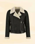 Wear The Fame Real Leather Jacket With Faux Fur Shearling
