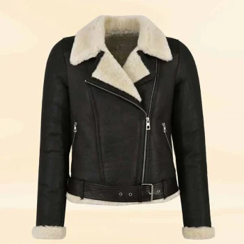 Wear The Fame Real Leather Jacket With Faux Fur Shearling
